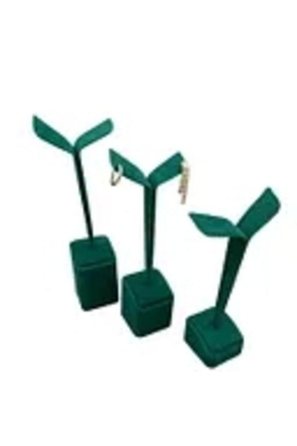 Megass Dekor Süet Kumaş Çoklu Yeşil Renk 20/17/15 Cm Küpe Sergileme Aksesuar - Image 1