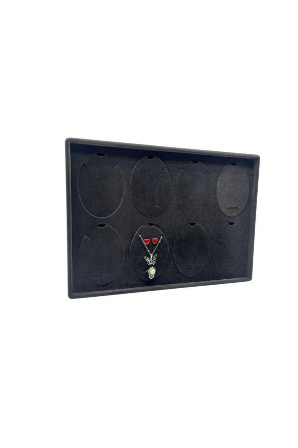 Megass Dekor Süet Kumaş Dakka Model Füme Renk 34-24 Cm Ayaklı Üçlü Set Tabla Stand - Image 1