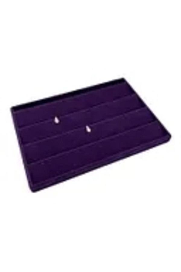 Megass Dekor Cezayir Model Süet Kumaş Mor Renk 34/24 Cm Kademeli Çekmece Içi Küpe Standı - Image 1