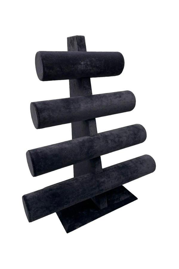 Megass Dekor Süet Kumaş Siyah Renk Dört Kademeli 38/34 Cm Bileklik-Saat - Image 1