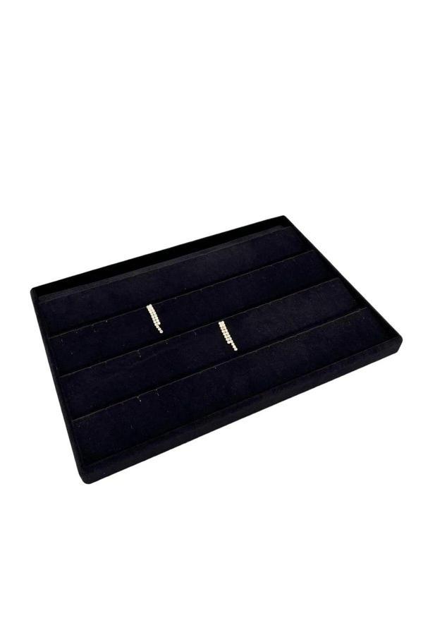 Megass Dekor Cezayir Model Süet Kumaş Siyah Renk 34/24 Cm Kademeli Çekmece Içi Küpe Standı - Image 1