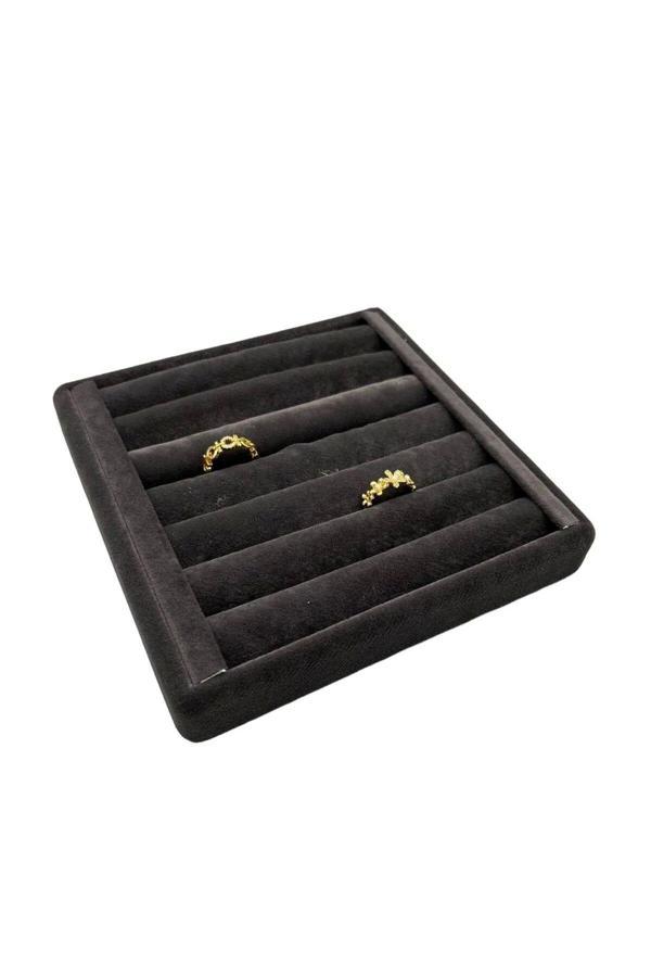 Megass Dekor Süet Kumaş Füme Renk 15 Cm / 15 Cm Yüzük Sergileme Standı - Image 1