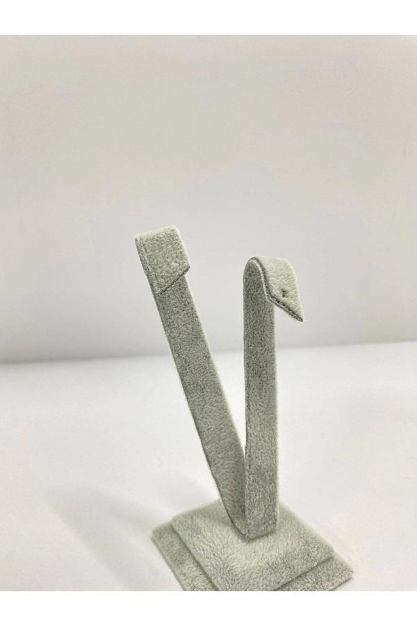 Megass Dekor Süet Kumas Gri Renk 10 Cm Küpe Sergileme Aksesuar - Image 1