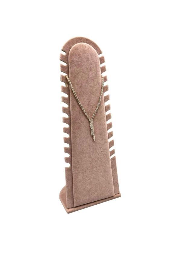 Megass Dekor Riyad Model Süet Kumaş Gül Kurusu Renk 31/11 Cm Ayaklı Kolye-Halhal Sergileme Standı - Image 1