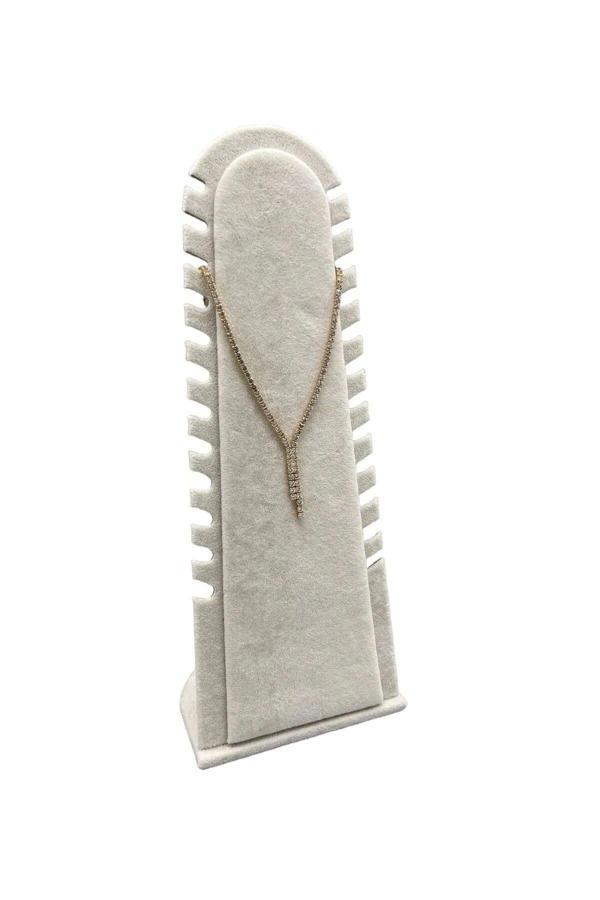 Megass Dekor Riyad Model Süet Kumaş Krem Renk 31/11 Cm Ayaklı Kolye-Halhal Sergileme Standı - Image 1
