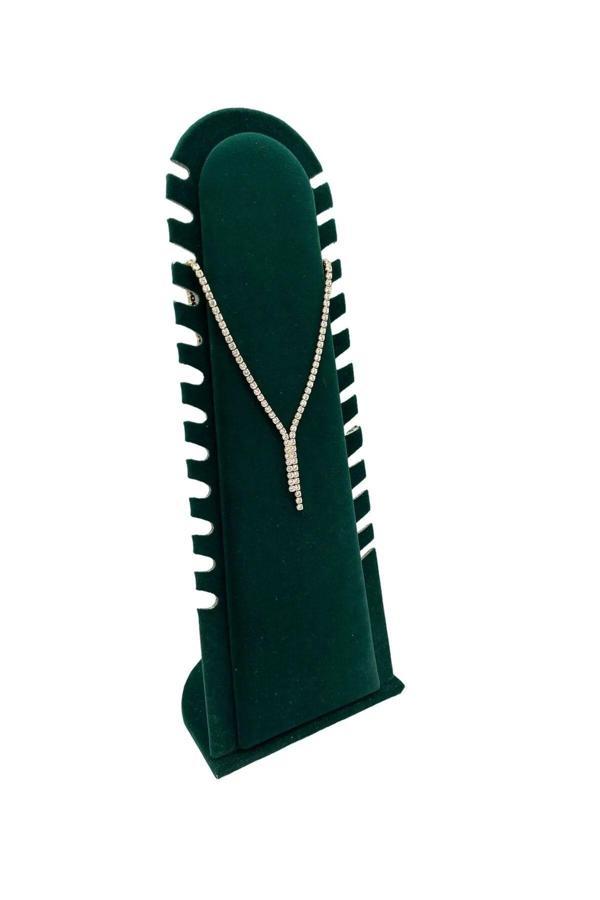 Megass Dekor Riyad Model Süet Kumaş Yeşil Renk 31/11 Cm Ayaklı Kolye-Halhal Sergileme Standı - Image 1