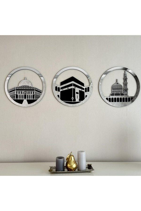 İwa Concept Mescid-İ Aksa, Mescid-İ Haram Ve Mescid-İ Nebevi 3'Lü - İslami Duvar Sanatı Ev Ofis Cami Dekoru - Image 1