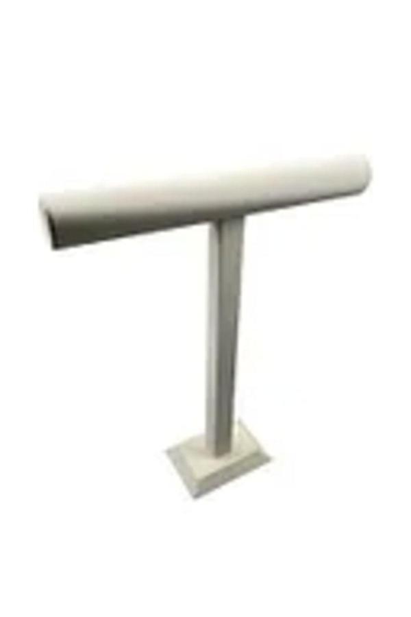 Megass Dekor Yerli Üretim Süet Kaplama Krem Renk Uzun 48/41Cm Kolye -Tesbih Sergileme Standı - Image 1