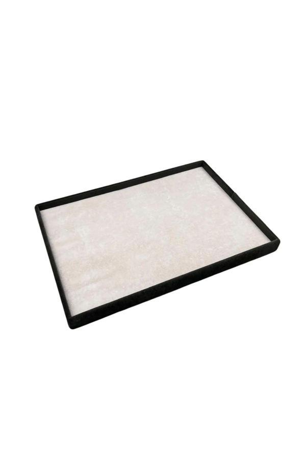 Megass Dekor Süet Kumaş Gri Renk 34/24 Cm Takı Servis Sunum Tablası - Image 1