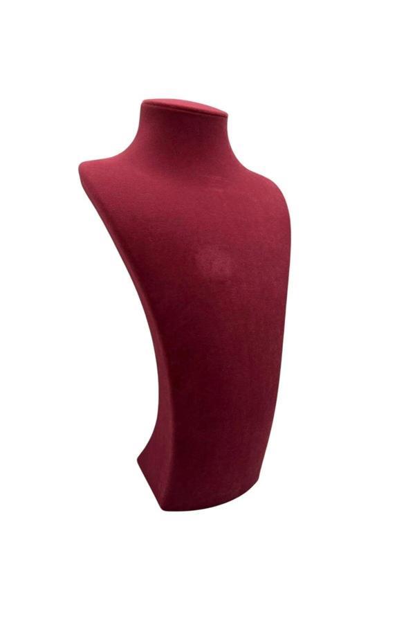 Megass Dekor Yerli Üretim Süet Kumaş Bordo Renk Kolye Gerdanlık Zincir 39 Cm Takı Sergileme Mankeni - Image 1
