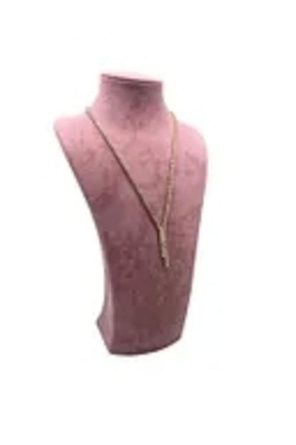 Megass Dekor Yerli Üretim Süet Kumaş Elisia Manken Pembe Renk 25/12 Cm Kolye Gerdanlık Takı Sergileme Mankeni - Image 1