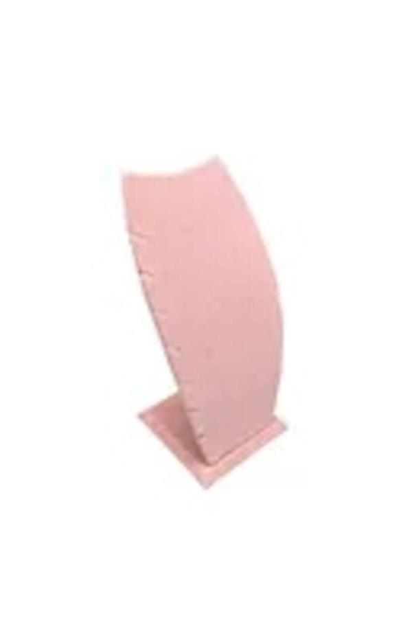 Megass Dekor Dubai Model Süet Kumaş Pembe Renk 18/9 Cm Kolye - Zincir Ayaklı Stand - Image 1