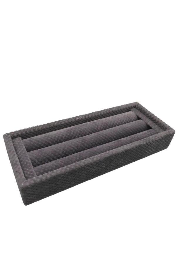 Megass Dekor Ufak Boy Keten Kumaş Füme Renk 18 / 7 Cm Rulo Çekmece Içi Yüzük Standı - Image 1