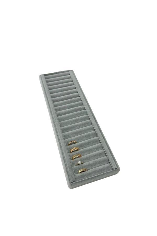 Megass Dekor Yerli Üretim Süet Kumaş Gri Renk 35/11 Cm Kelepçe-Bileklik Sergileme Standı - Image 1