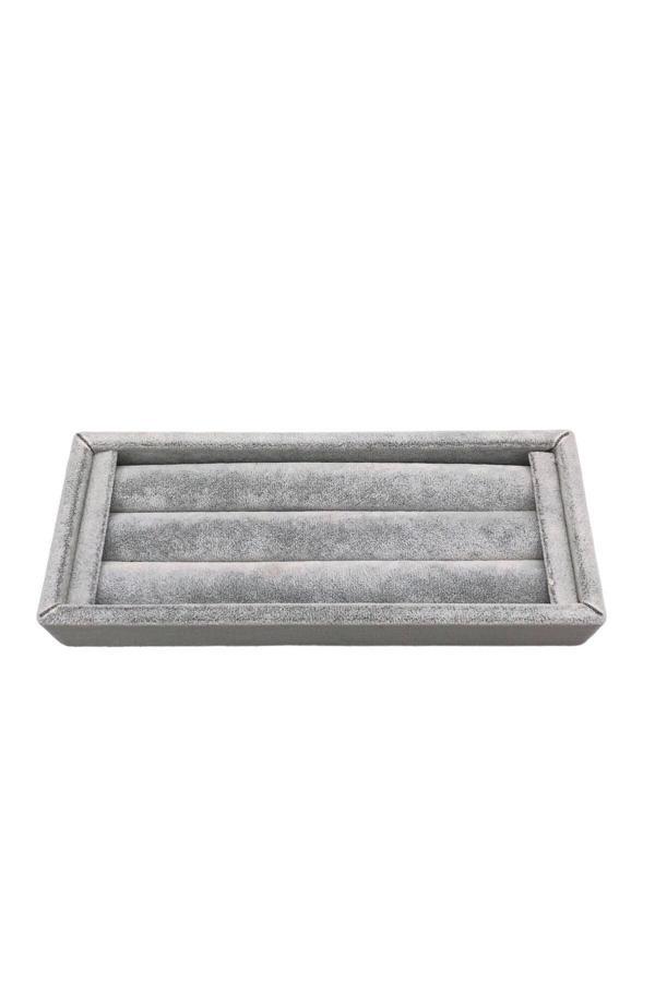 Megass Dekor Ufak Boy Süet Kumaş Gri Renk 18 / 7 Cm Rulo Çekmece Içi Yüzük Standı - Image 1