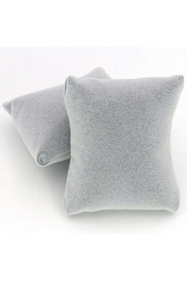 Megass Dekor Yerli Üretim Süet Kumaş Gri Renk 5 Adet 8/8 Cm Takı Yastığı - Image 1