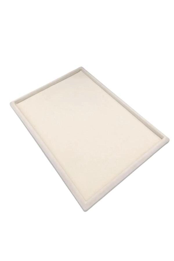 Megass Dekor Yerli Üretim Süet Kumaş Krem Renk 34/24 Cm Takı Servis Sunum Tablası - Image 1