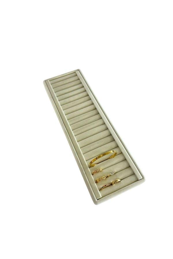 Megass Dekor Yerli Üretim Süet Kumaş Krem Renk 35/11 Cm Kelepçe-Bileklik Sergileme Standı - Image 1