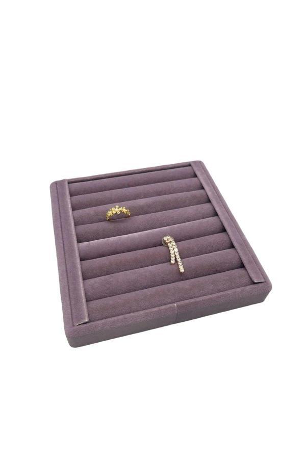 Megass Dekor Yerli Üretim Süet Kumaş Lila Renk 15 Cm / 15 Cm Yüzük Sergileme Standı - Image 1