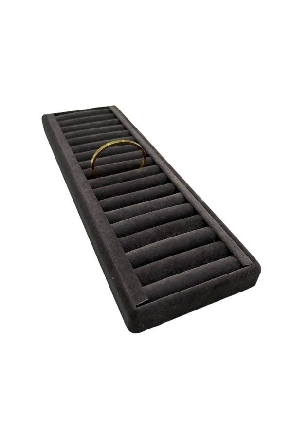 Megass Dekor Süet Kaplama Füme Renk Sosisli 35/11 Cm Bileklik Kelepçe Tablası - Image 1