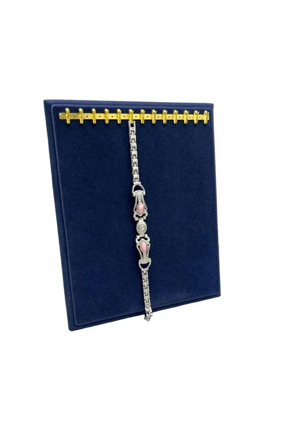 Megass Dekor Süet Kumaş Lacivert Renk 20/16 Cm Ayaklı Kanca Bileklik Sergileme Standı - Image 1