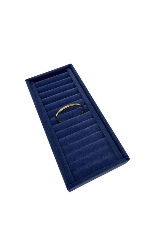 Megass Dekor Süet Kumaş Lacivert Renk 25 Cm / 11,5 Cm Kelepçe-Bileklik Sergileme Standı - Image 1