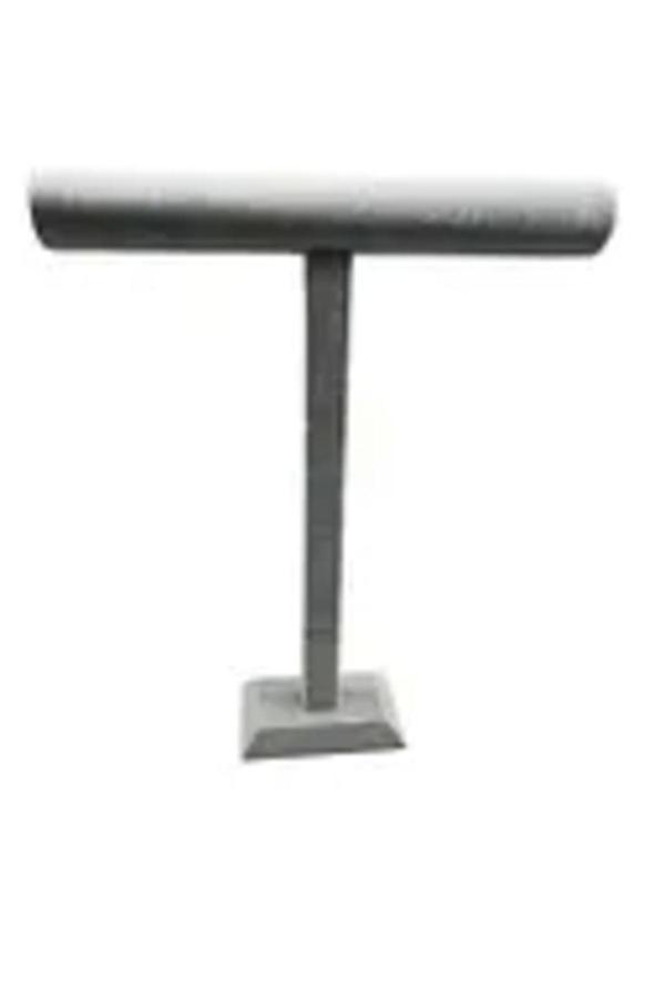 Megass Dekor Süet Kaplama Gri Renk Uzun 48/41 Cm Kolye -Tesbih Sergileme Standı - Image 1