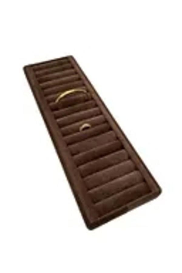Megass Dekor Süet Kaplama Kahve Renk Sosisli 35/11 Cm Bileklik Kelepçe Tablası - Image 1