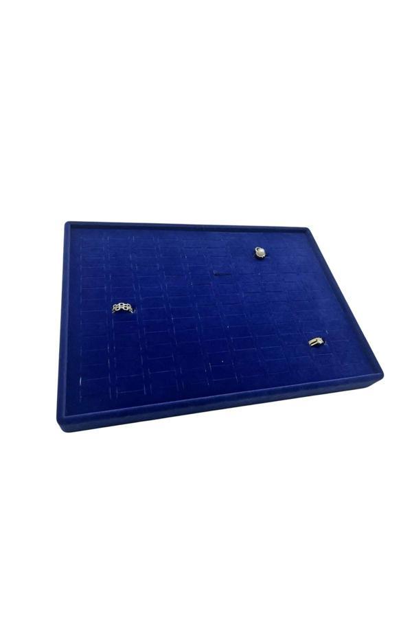 Megass Dekor Süet Kumaş Lacivert Renk Batırmalı 34-24 Cm Çekmece Içi Yüzük Tabla Stand - Image 1