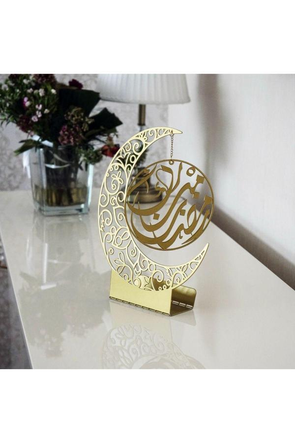 İwa Concept Metal Ay Şekli İslami Dekor - Hediyelik Masa Dekoru - İslami Duvar Sanatı Ev Ofis Cami Dekoru - Image 1