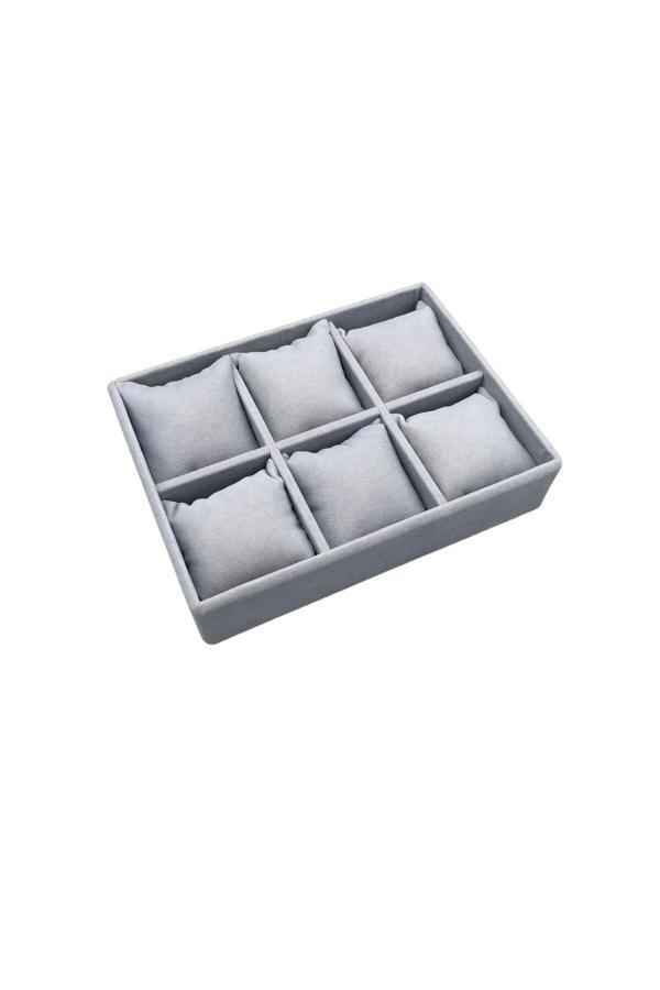 Megass Dekor Yerli Üretim Dobric Model Süet Kaplama Gri Renk 24/18 Cm Yastıklı Çekmece Ici Takı Düzenleyicisi - Image 1