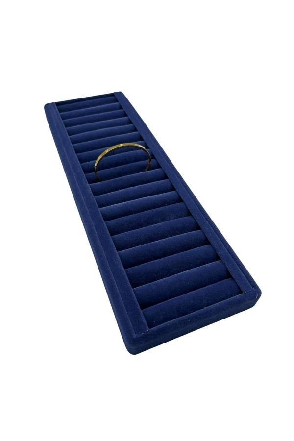 Megass Dekor Süet Kaplama Lacivert Renk Sosisli 35/11 Cm Bileklik Kelepçe Tablası - Image 1