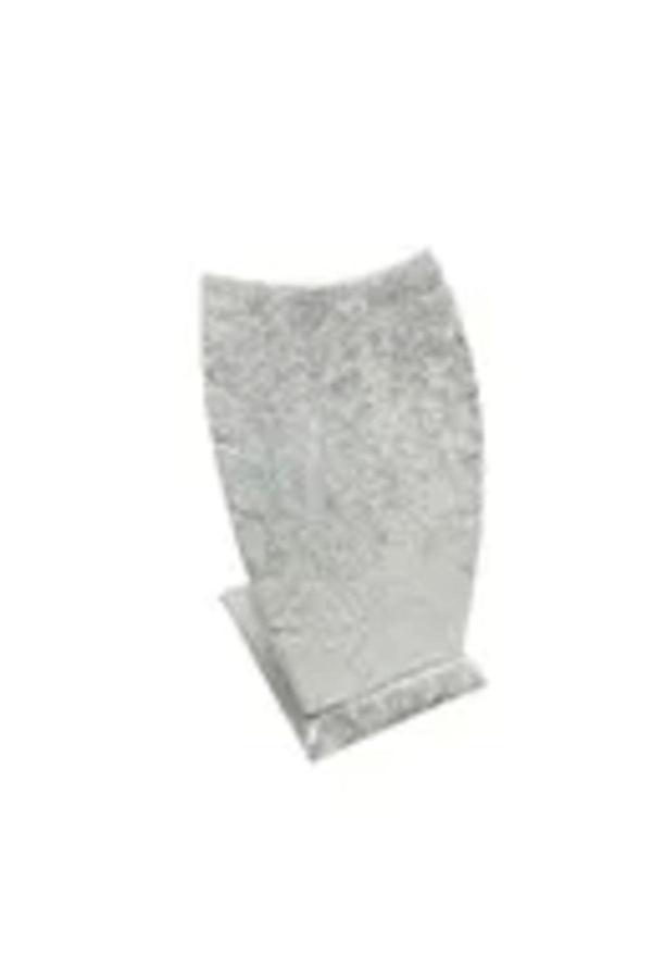Megass Dekor Yerli Üretim Dubai Model Süet Kumaş Gri Renk 12/8 Cm Kolye - Zincir Ayaklı Stand - Image 1