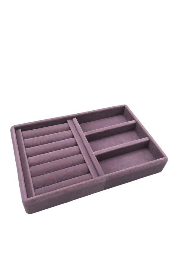 Megass Dekor Süet Kumaş Lila Renk 22 Cm 14 Cm Çekmece İçi Takı Standı - Image 1