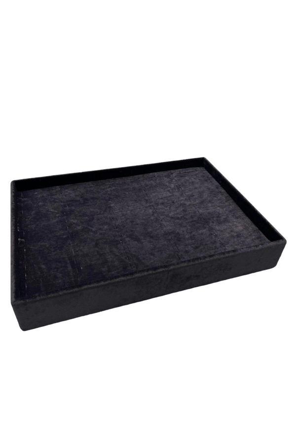 Megass Dekor Yerli Üretim Süet Kumaş Siyah Renk 34/24 Cm Batırmalı Çekmeçe Içi Bileklik Kelepçe Tablası - Image 1