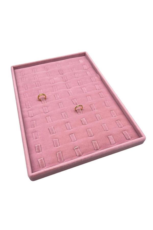 Megass Dekor Süet Kumaş Pembe 34/24 Cm Dikine Tırnaklı Çekmece Içi Yüzük Tablası - Image 1