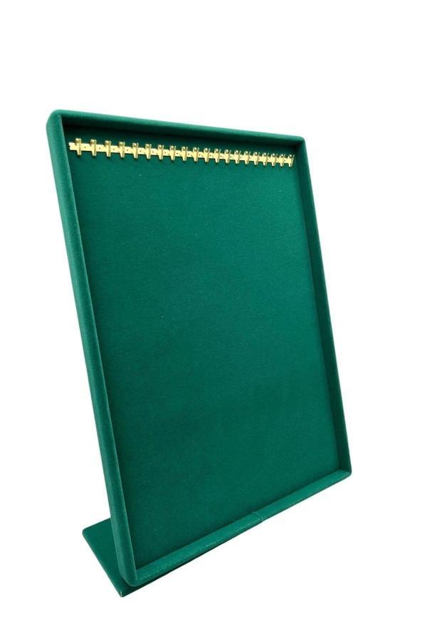 Megass Dekor Yerli Üretim Süet Kumaş Tırnaklı Yeşil Renk 34/24 Cm Ayaklı Tesbih Takı Standi - Image 1