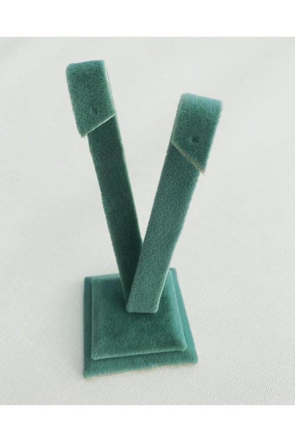 Megass Dekor Yerli Üretim Süet Kumaş Yeşil Renk 10 Cm Küpe Sergileme Aksesuar - Image 1