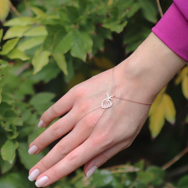 Zirkon Taşlı Rose Gold Kaplama Mevlana 925 Ayar Gümüş Şahmeran - Image 1