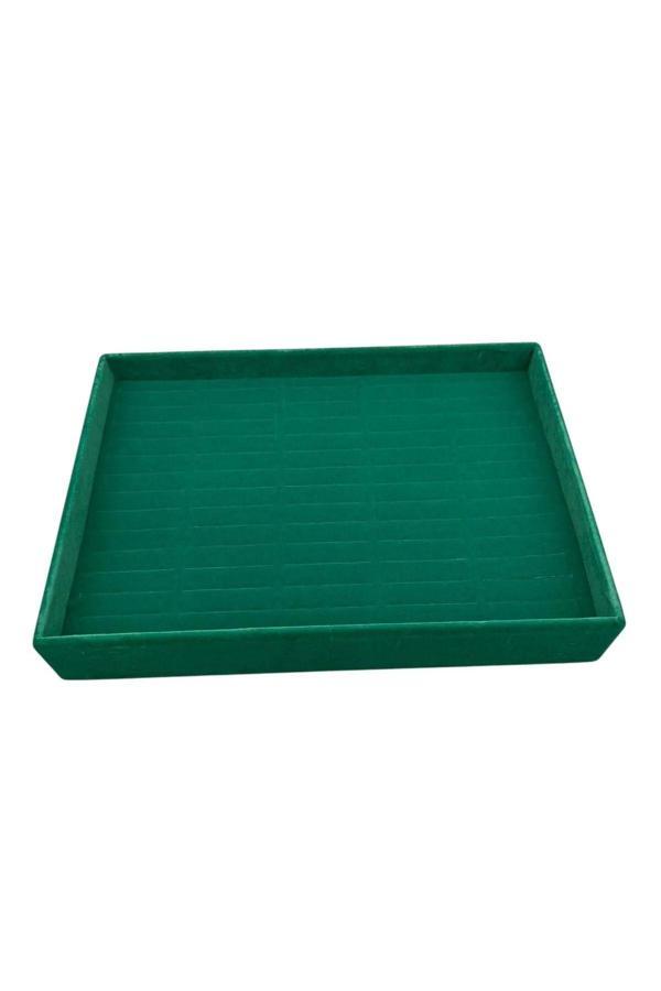 Megass Dekor Yerli Üretim Süet Kumaş Yeşil Renk 34/24 Cm Batırmalı Çekmeçe Içi Bileklik Kelepçe Tablası - Image 1