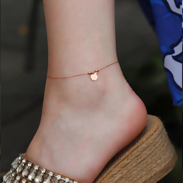 Rose Gold Kaplama Yarım Elma Figürlü Dorika Gümüş Halhal - Image 1
