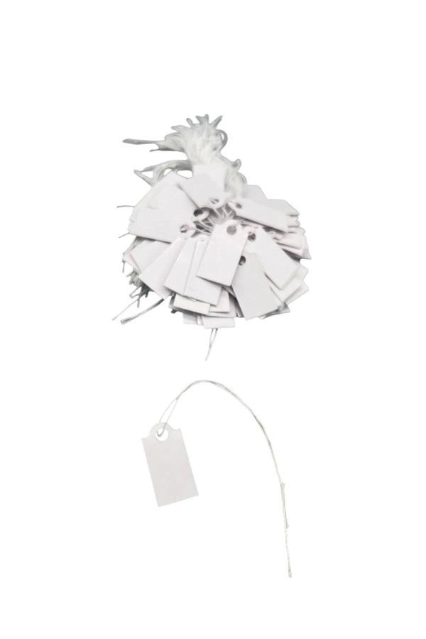 Megass Dekor Yerli Üretim Küçük Boy Beyaz Renk 2 /1 Cm 80 Adet Karton Ipli Fiyat Etiketi - Image 1