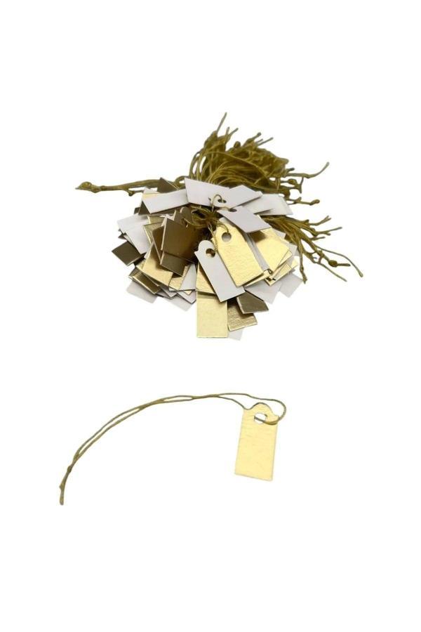 Megass Dekor Yerli Üretim Küçük Boy Gold Renk 2 /1 Cm 80 Adet Karton Ipli Fiyat Etiketi - Image 1