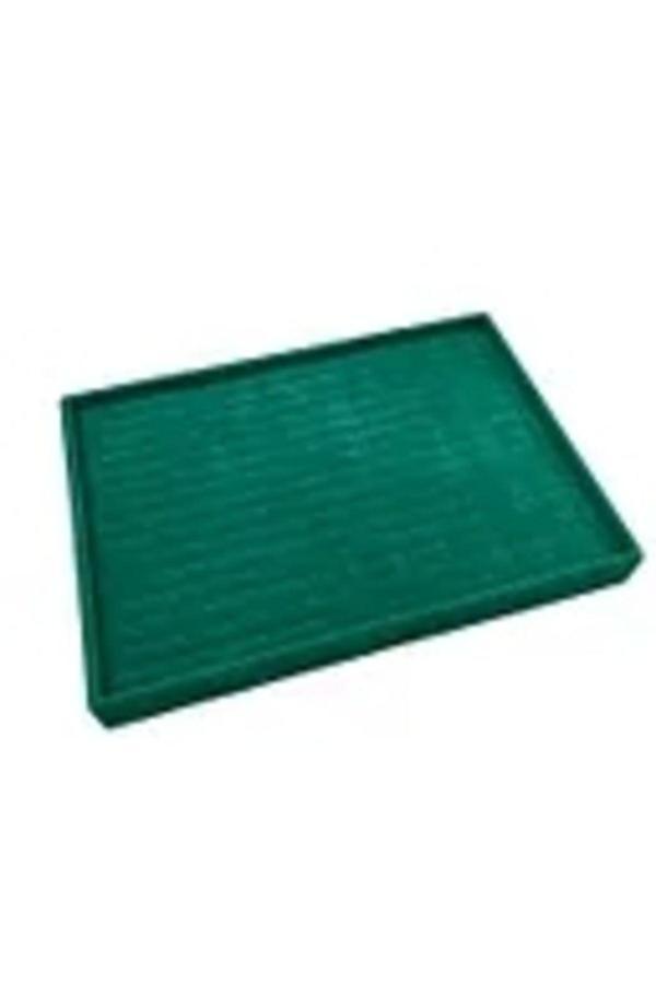 Megass Dekor Yerli Üretim Süet Kumaş Yeşil Renk Batırmalı 34-24 Cm Çekmece Içi Yüzük Tabla Stand - Image 1