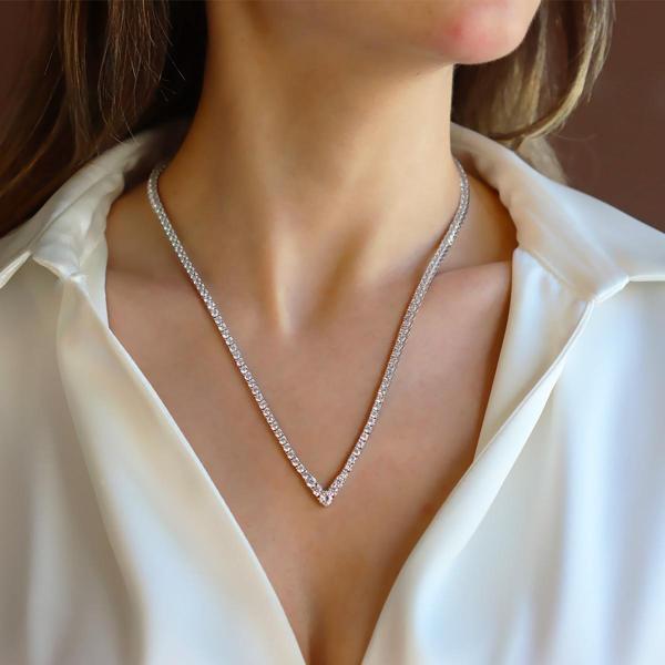 V Su Yolu 3mm Gümüş Kolye - Image 1