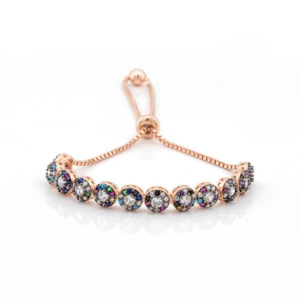 Rose Gold Kaplama Elmas Montürlü Gümüş Bileklik - Image 1