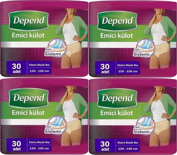 Depend Emici Külot Hasta Bezi Xl - Extra Büyük Kadın 120 Adet (4pk*30) - Image 1