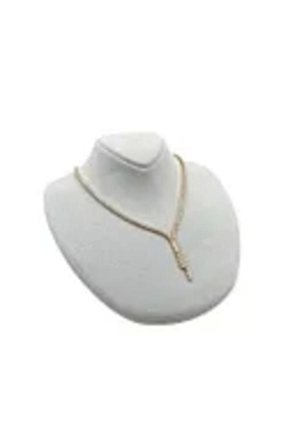 Megass Dekor Süet Kumaş Rose Manken Gri Renk 20/18 Cm Kolye Gerdanlık Takı Sergileme Mankeni - Image 1