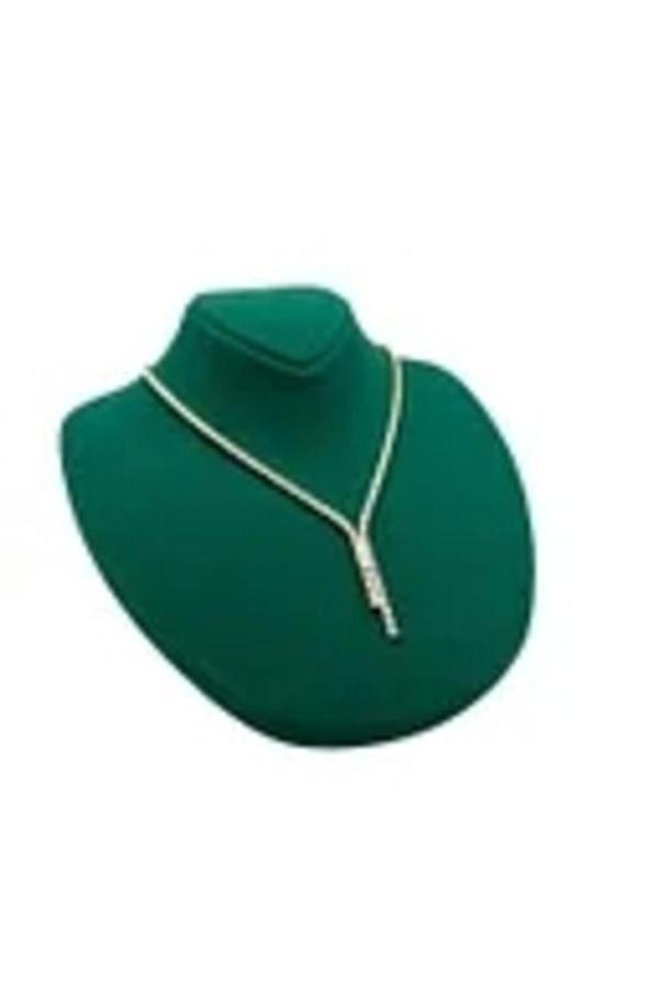Megass Dekor Süet Kumaş Rose Manken Yeşil Renk 20/18 Cm Kolye Gerdanlık Takı Sergileme Mankeni - Image 1