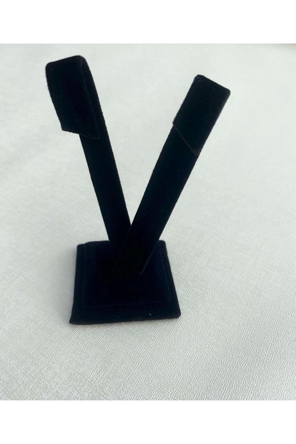 Megass Dekor Süet Kumaş Siyah Renk 10 Cm Palmiye Küpe Standı - Image 1